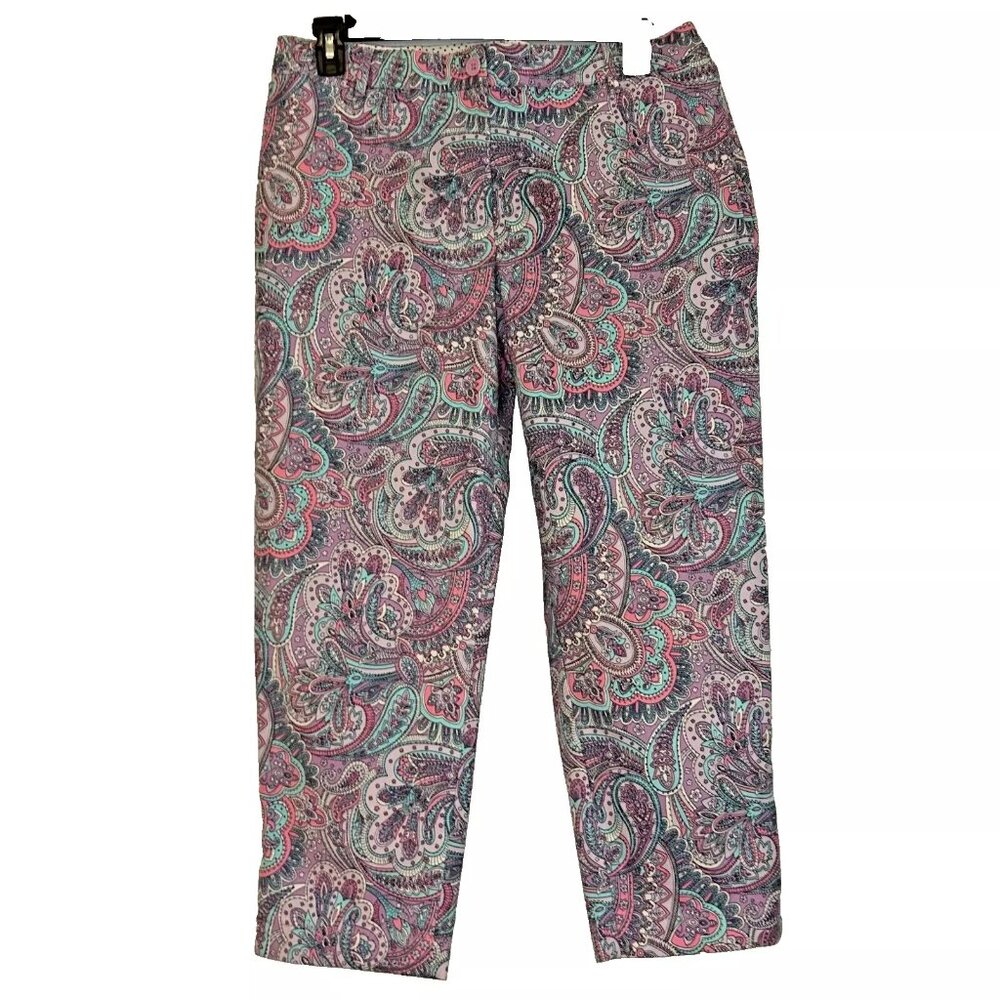 Talbots The Perfect Crop Paisley Print Pant plus size 14